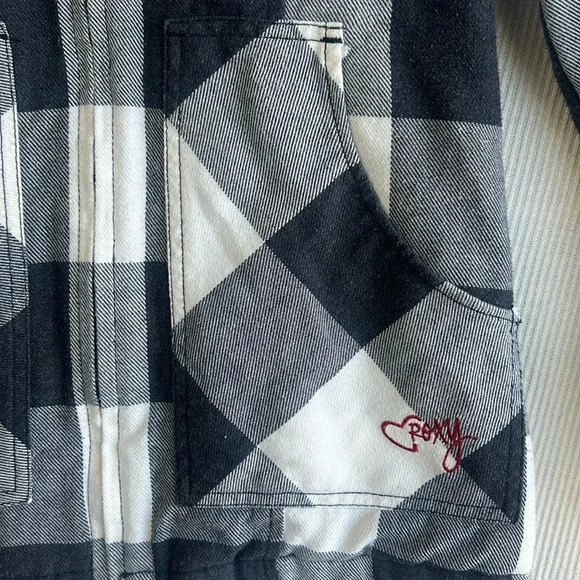 ROXY Y2K Plaid Faux Fur Hooded Jacket Coat Size MEDIUM - Picture 3 of 12